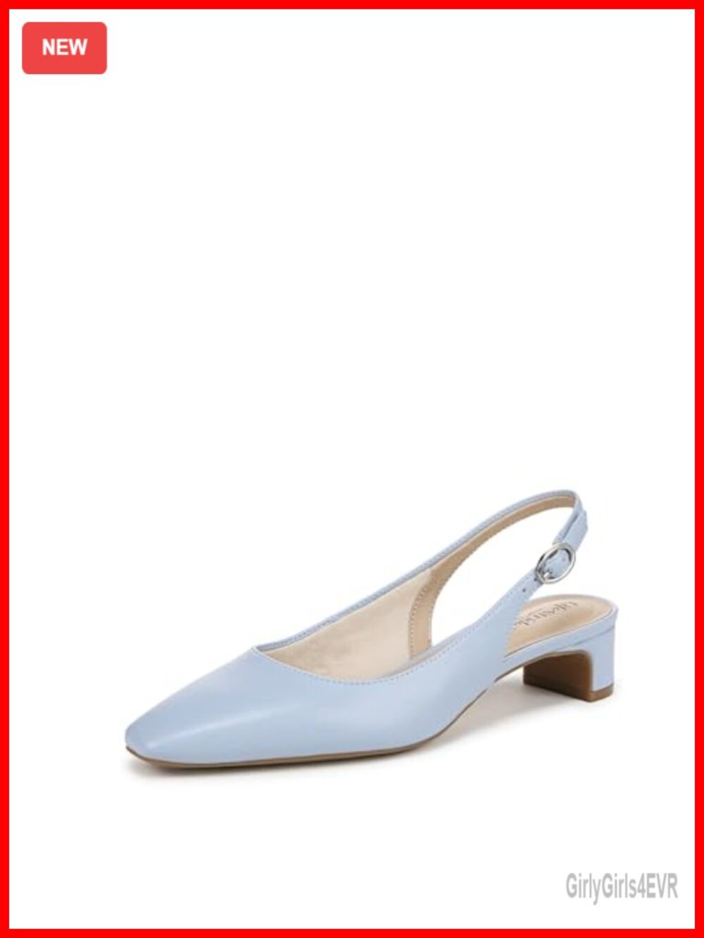 Women's Slingback Block Heel Pointed Toe PU Pumps Comfort Walking Shoes